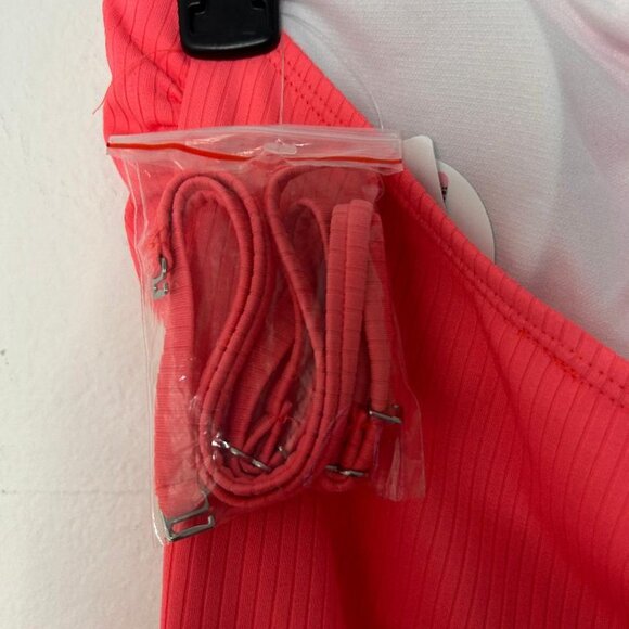 Neon Pink Ribbed Monokini with Removable Strap - Picture 3 of 7